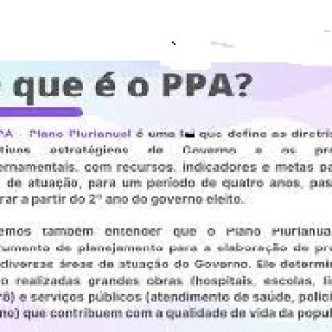 PLANO PLURIANUAL – PPA – ENTENDA E PARTICIPE