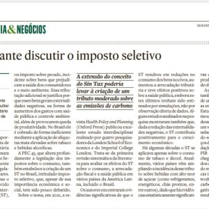 ASSUNTOS DE INTERESSE DA CATEGORIA: É IMPORTANTE DISCUTIR O IMPOSTO SELETIVO